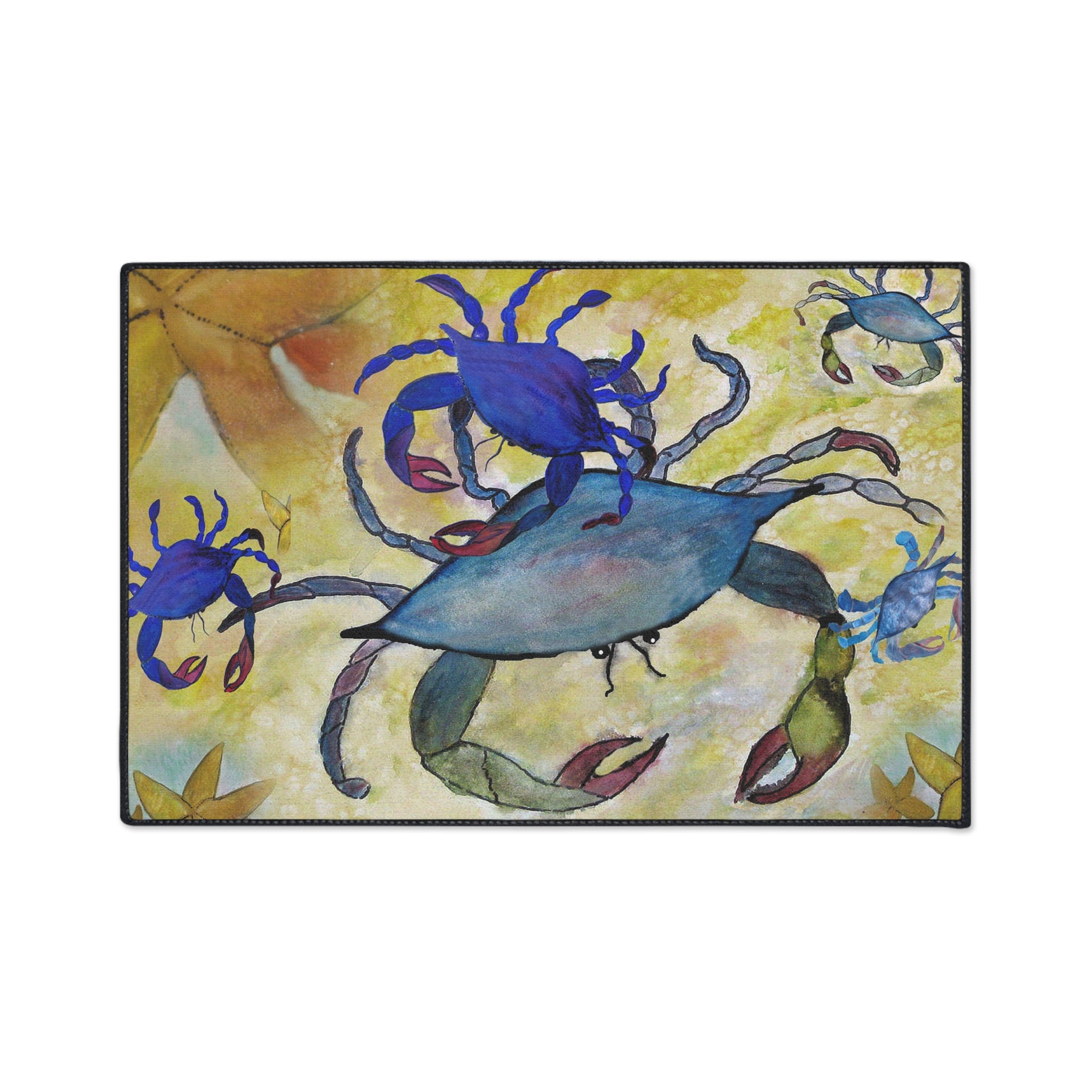 Blue Crab Coastal Floor Mat — Heavy Duty Seaside Doormat