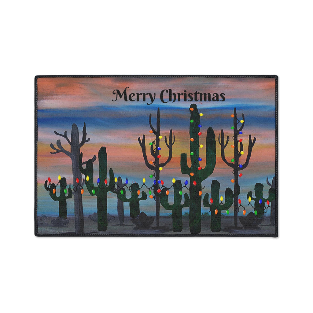 Christmas Cactus Floor Mat – Merry Christmas Desert Scene Doormat