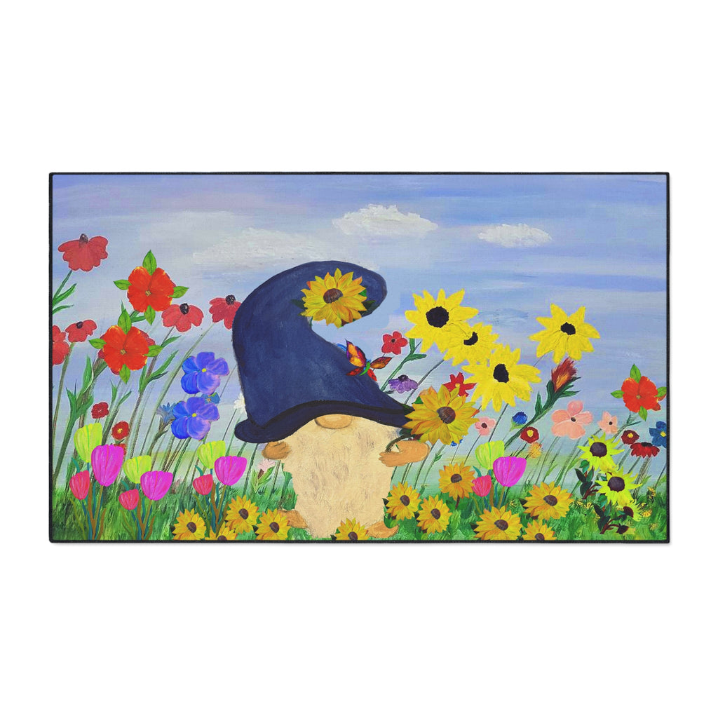 Gnome in Wildflower Garden Heavy Duty Floor Mat