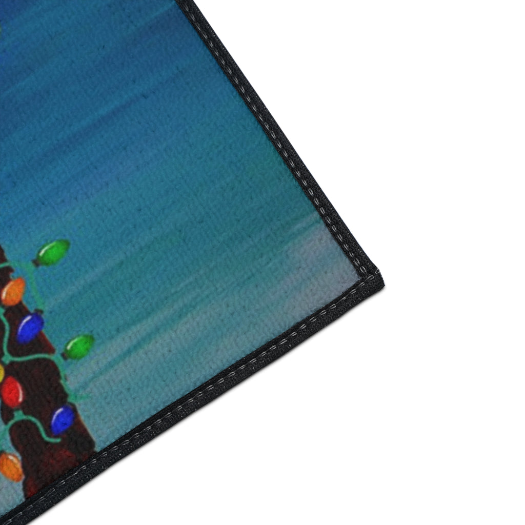 Merry Christmas Tropical Palm Doormat — Heavy Duty Holiday Floor Mat