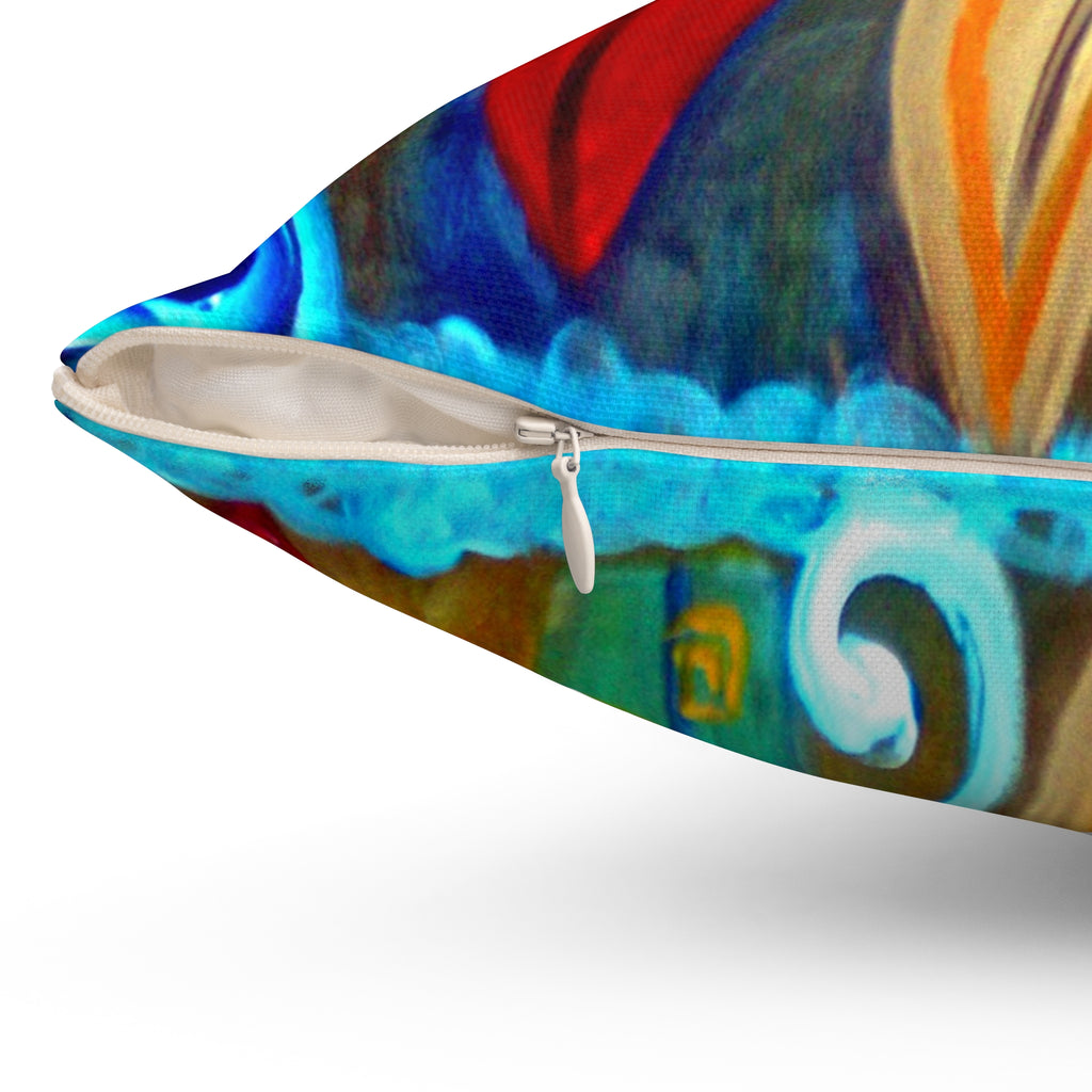 Surfboard Art Decorative Pillow — Colorful Tropical Beach Throw Pillow