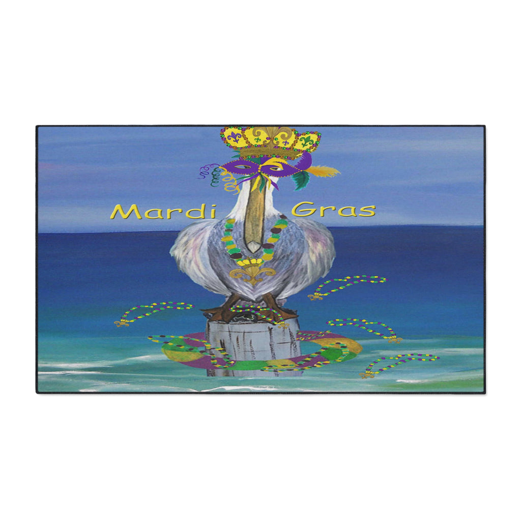 Mardi Gras Crowned Pelican Beach Heavy-Duty Floor Mat