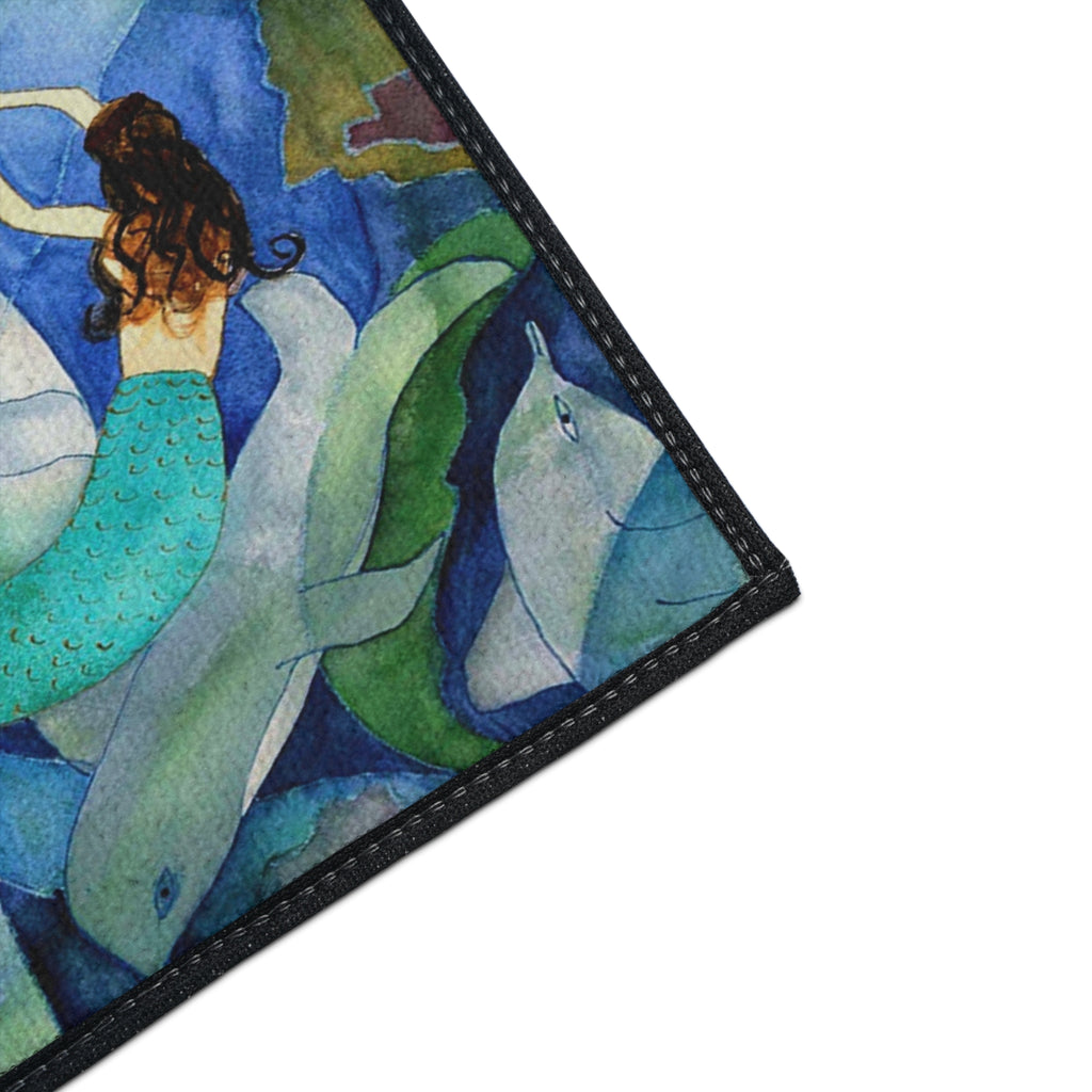 Mermaid and Dolphins Ocean Floor Mat — Heavy-Duty Nautical Doormat