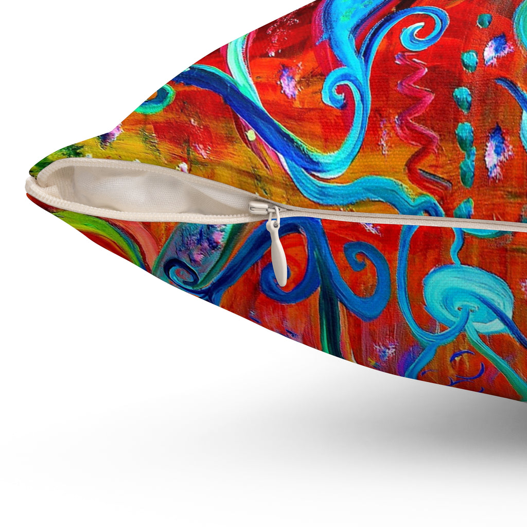 Vibrant Floral Art Pillow — Colorful Boho Garden Throw Pillow