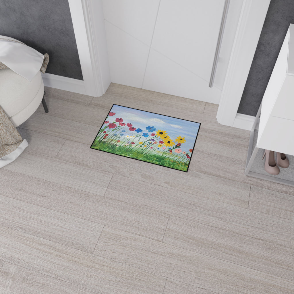 Wildflower Meadow Heavy-Duty Floor Mat — Durable Floral Doormat for Entryway, Kitchen & Patio