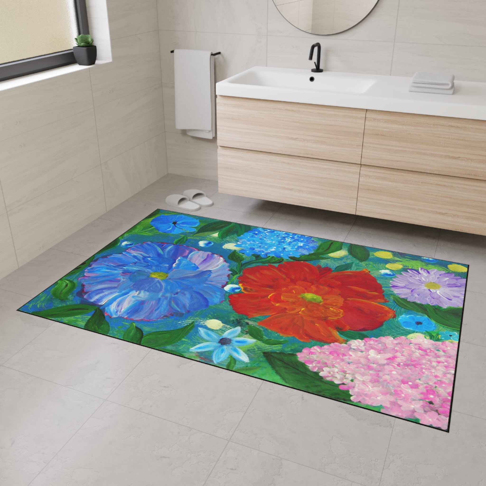 Floral Garden Heavy Duty Floor Mat — Bright Bloom Welcome Rug