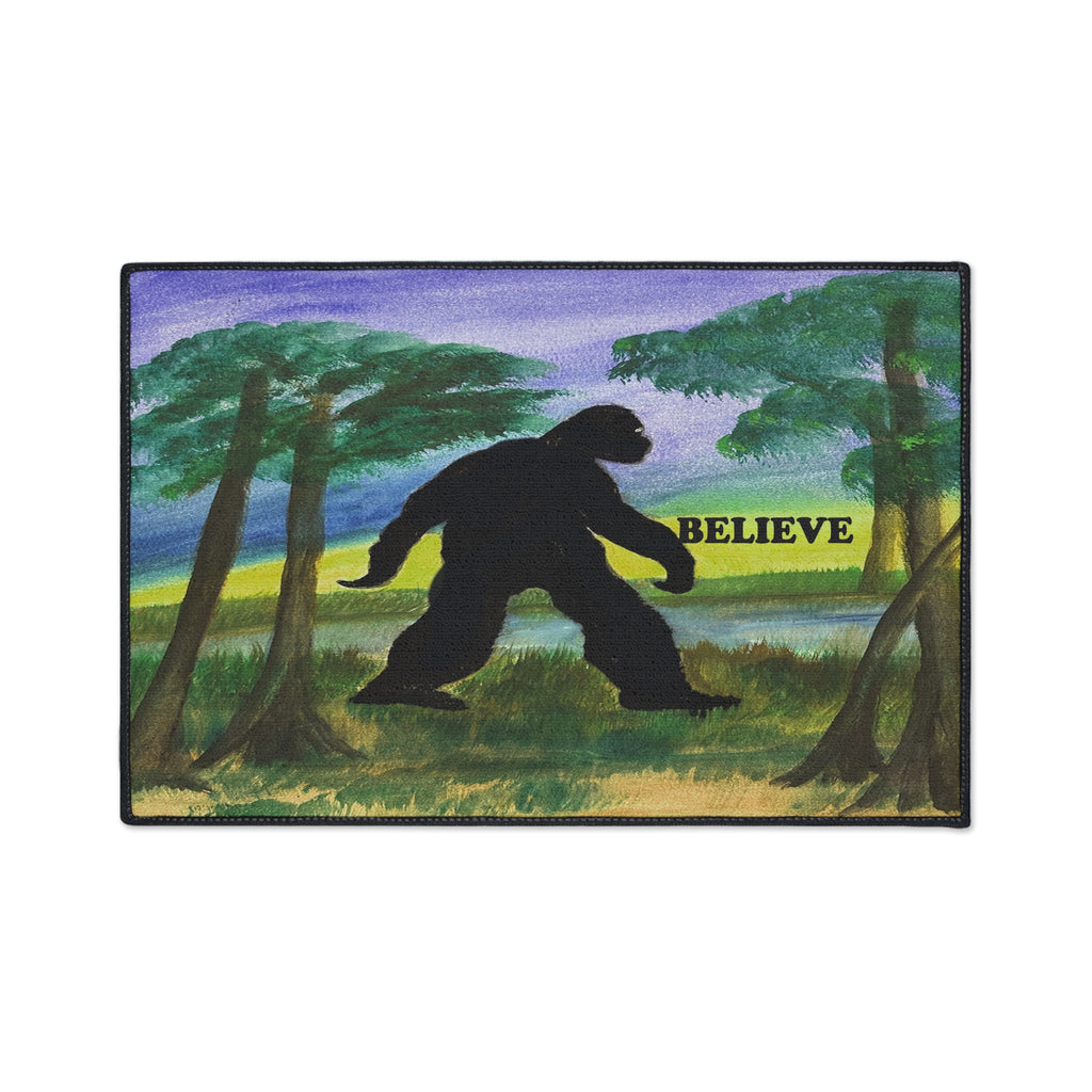Believe Sasquatch Floor Mat - Bigfoot Forest Welcome Doormat