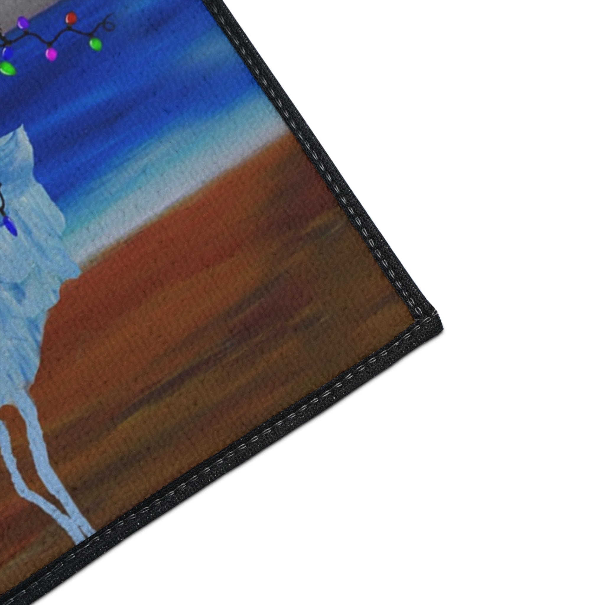 Holiday Beach Floor Mat — "Happy Holidays" Palm Tree & Carolers Doormat