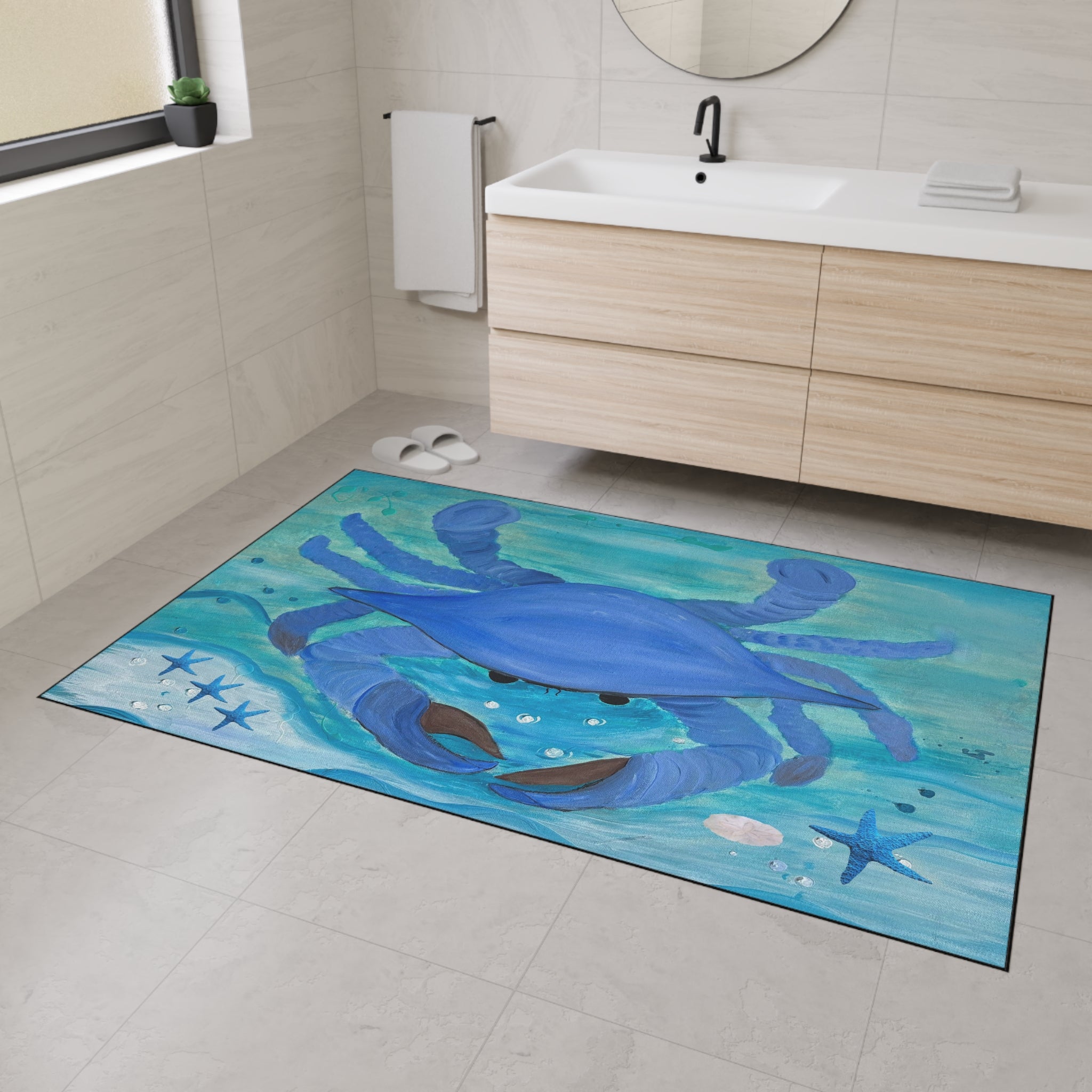 Blue Crab Beach Floor Mat – Coastal Ocean Decor Doormat