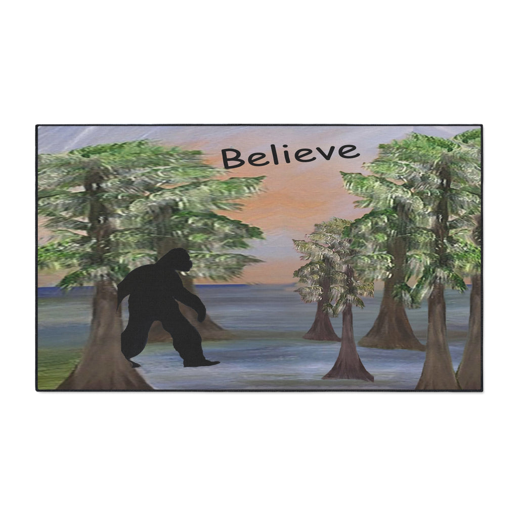 Believe Bigfoot Floor Mat Sashquash Swamp funny rug