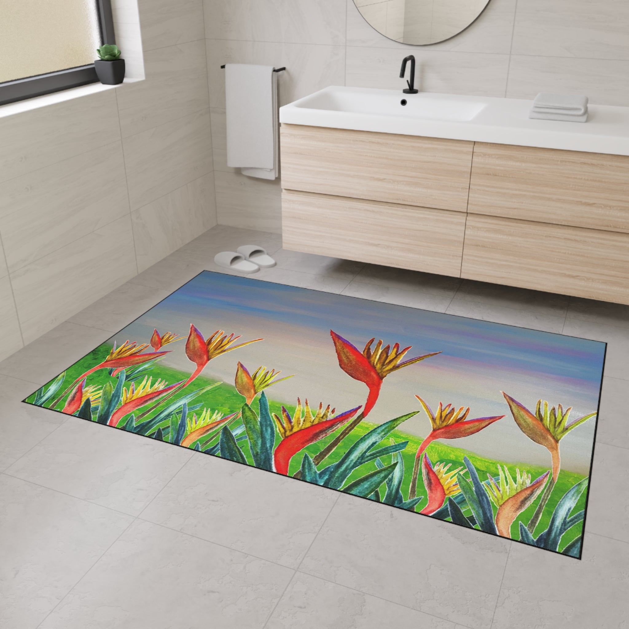 Bird of Paradise Floral Floor Mat - Heavy Duty Entry Rug