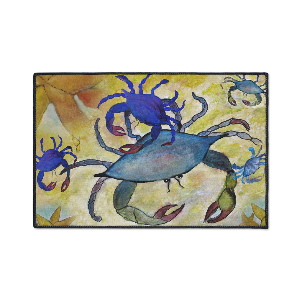 Blue Crab Coastal Floor Mat — Heavy Duty Seaside Doormat