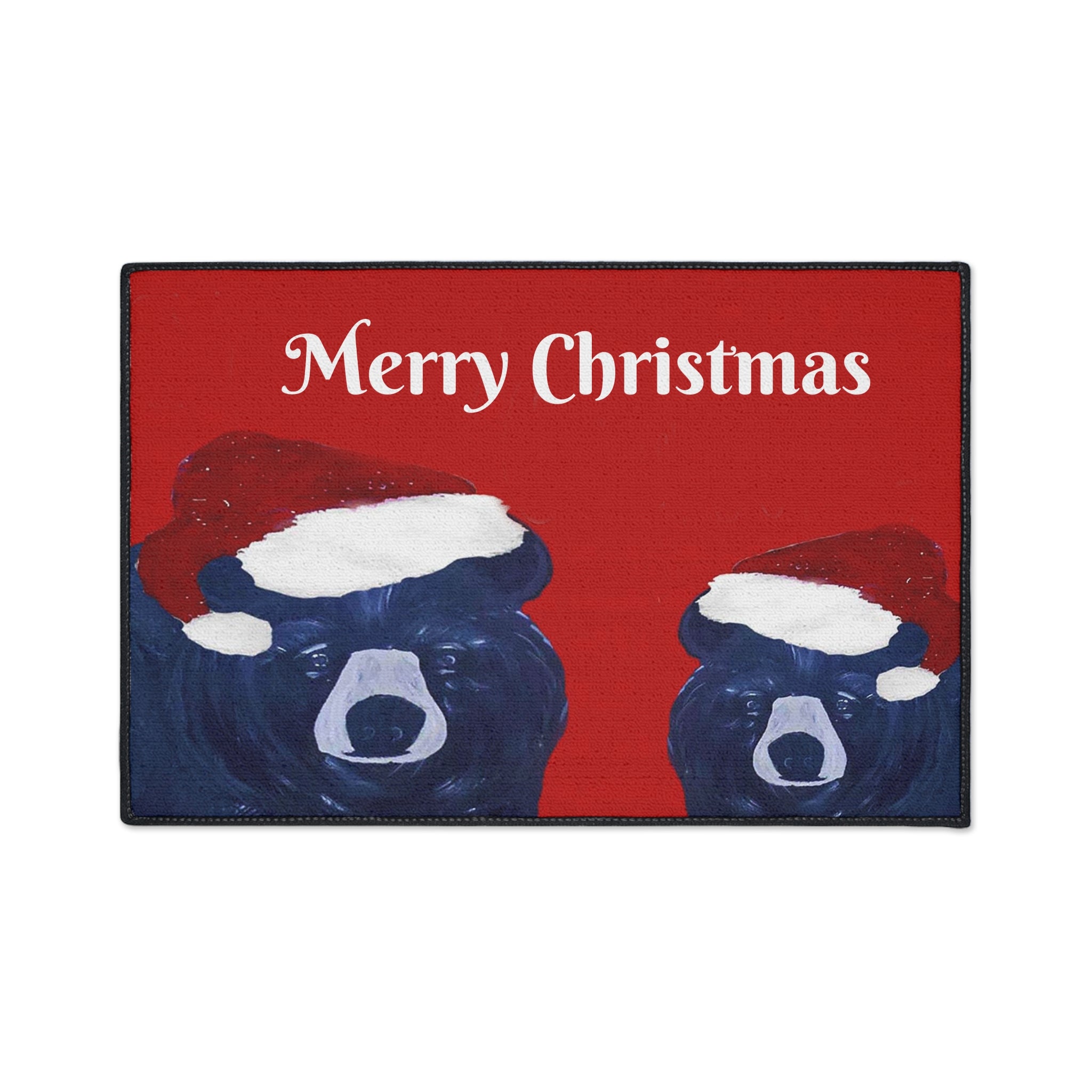 Merry Christmas Bear Floor Mat — Heavy-Duty Holiday Door Rug