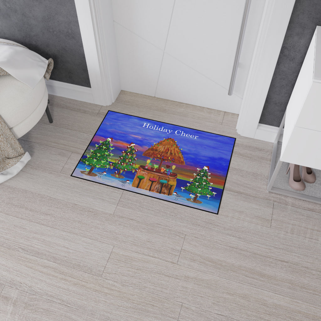 Holiday Cheer Heavy Duty Floor Mat — Tiki Bar Beach Christmas Doormat
