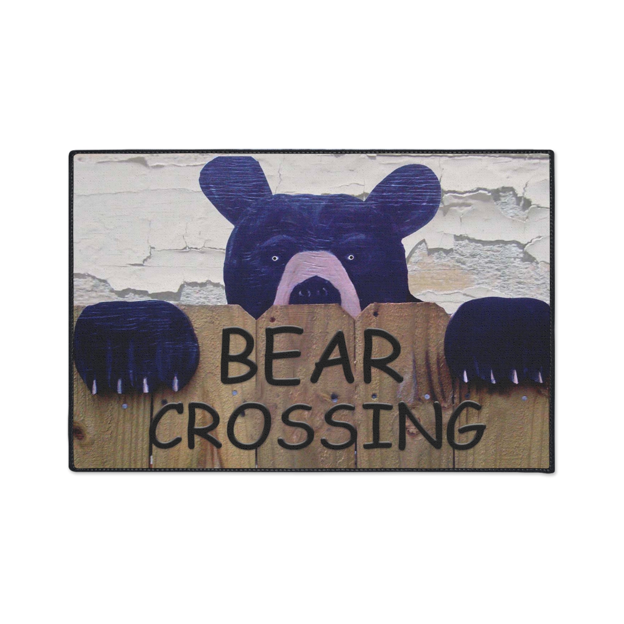Bear Crossing Heavy-Duty Floor Mat — Rustic Welcome Doormat for Porch & Entry