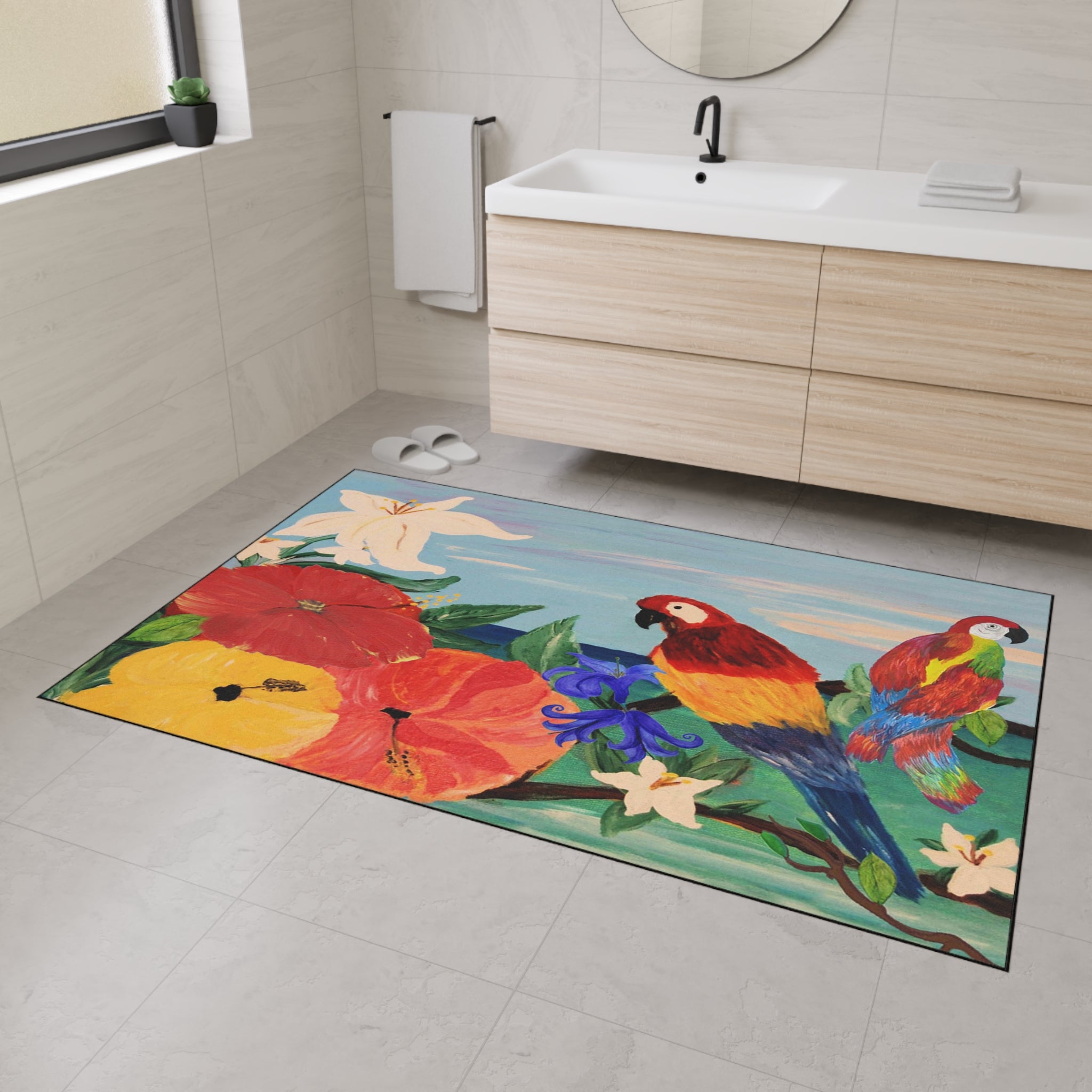 Tropical Parrot Door Mat — Heavy Duty Floral Floor Mat