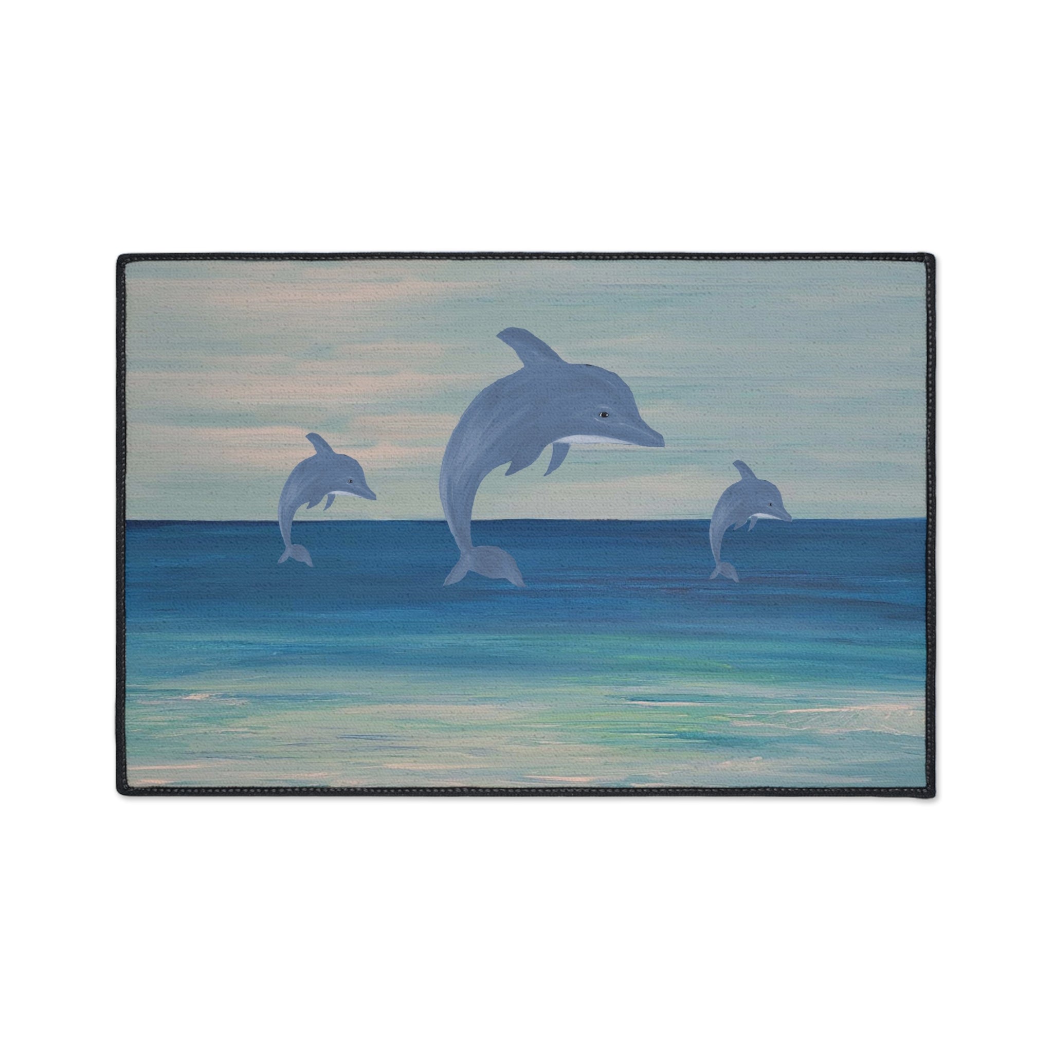 Dolphin Ocean Jump Heavy-Duty Floor Mat Coastal Beach house doormat