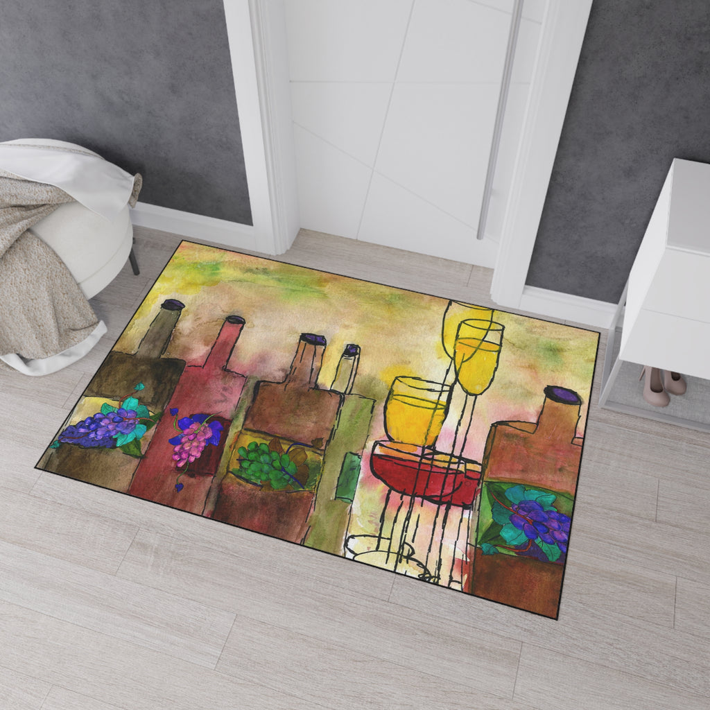 Tuscany Wine bottles artsy floor mat rug.