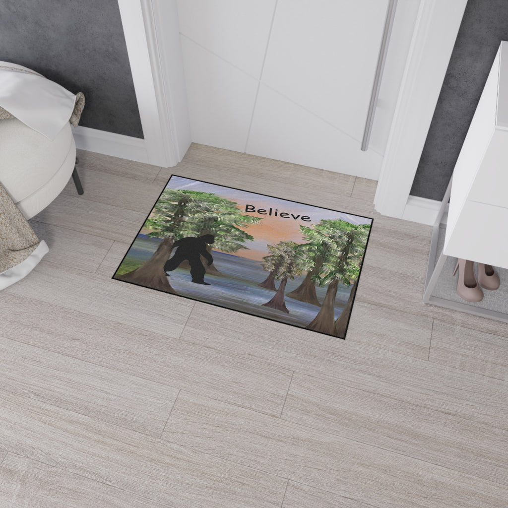 Believe Bigfoot Floor Mat Sashquash Swamp funny rug