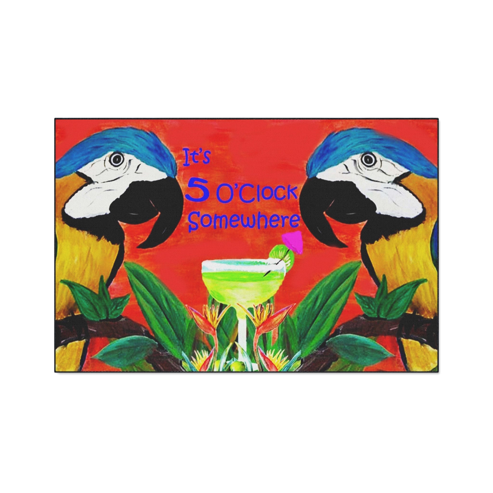 Parrot head It's 5 O' clock somewhere Doormat
