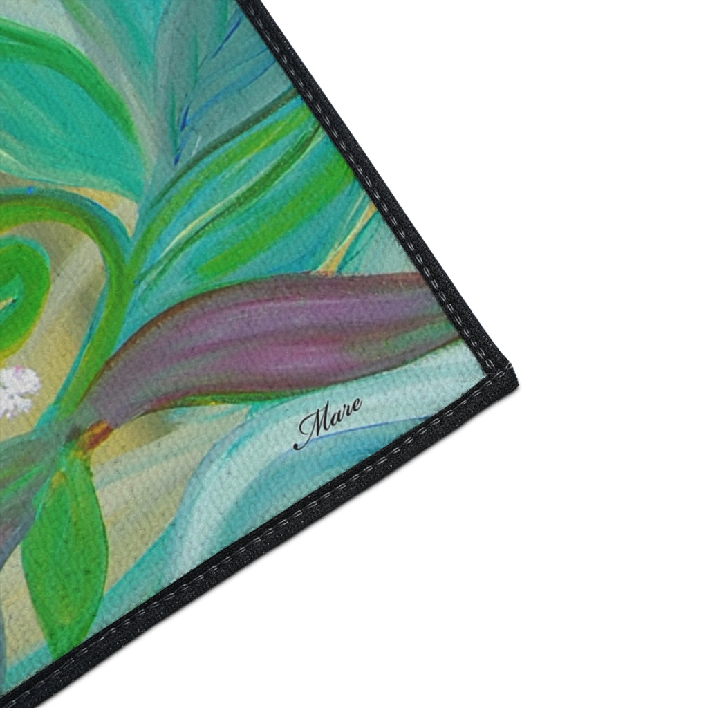 Floral Bloom Heavy Duty Floor Mat – Colorful Tropical Flowers Welcome Rug
