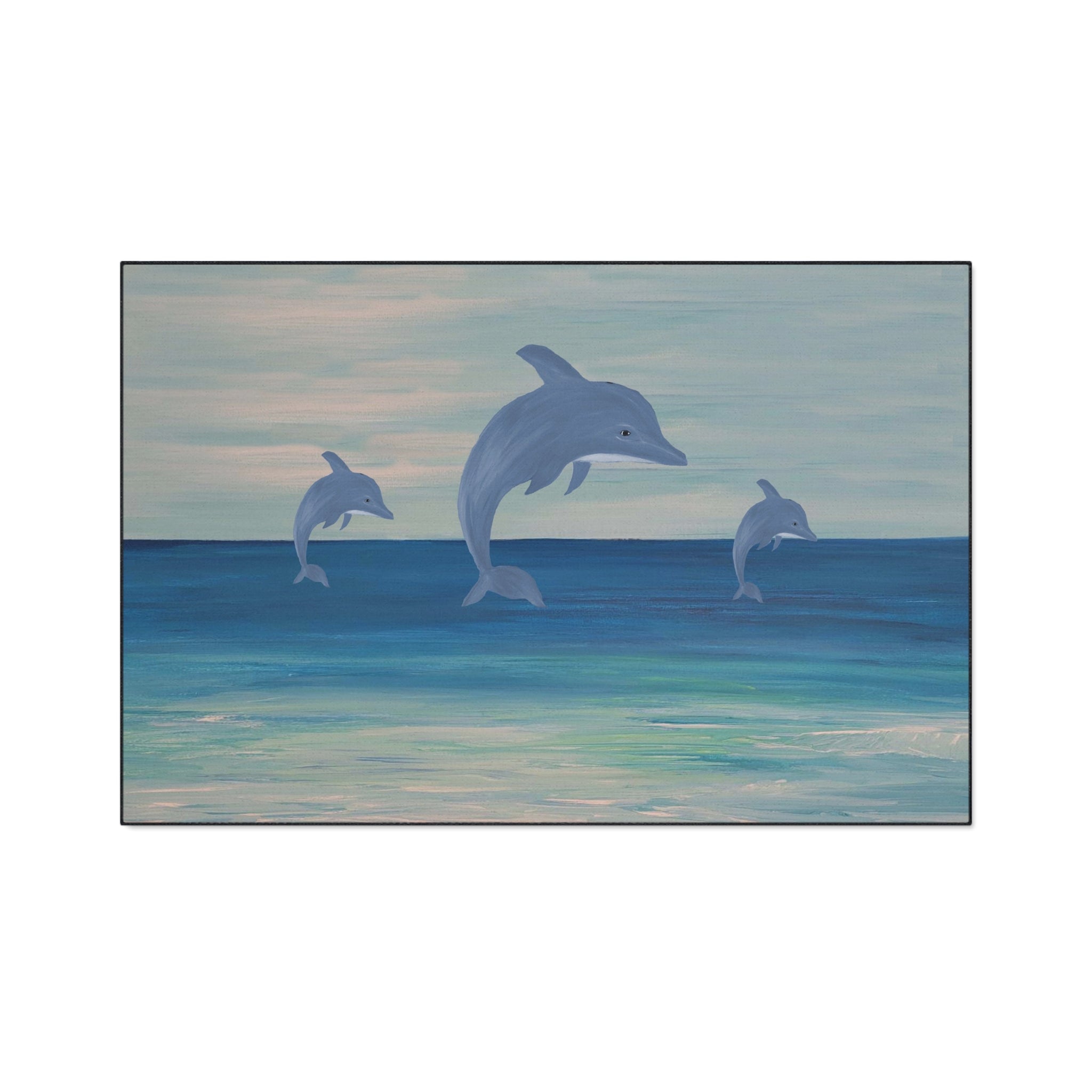 Dolphin Ocean Jump Heavy-Duty Floor Mat Coastal Beach house doormat