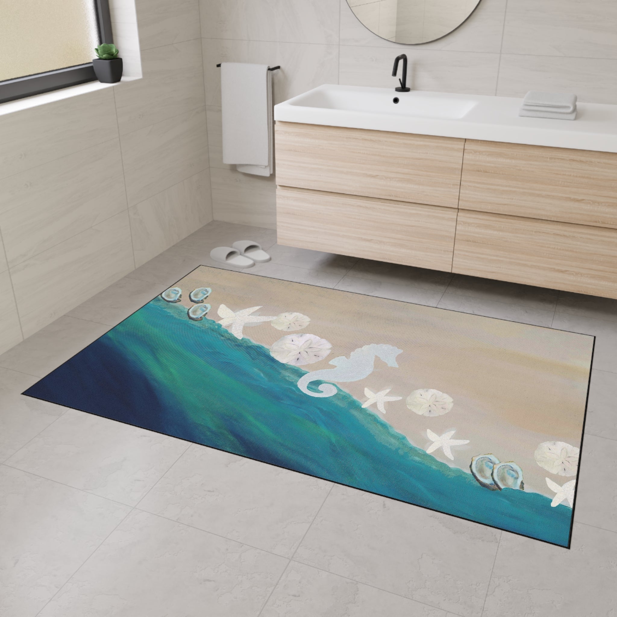 Coastal Seahorse Heavy-Duty Floor Mat