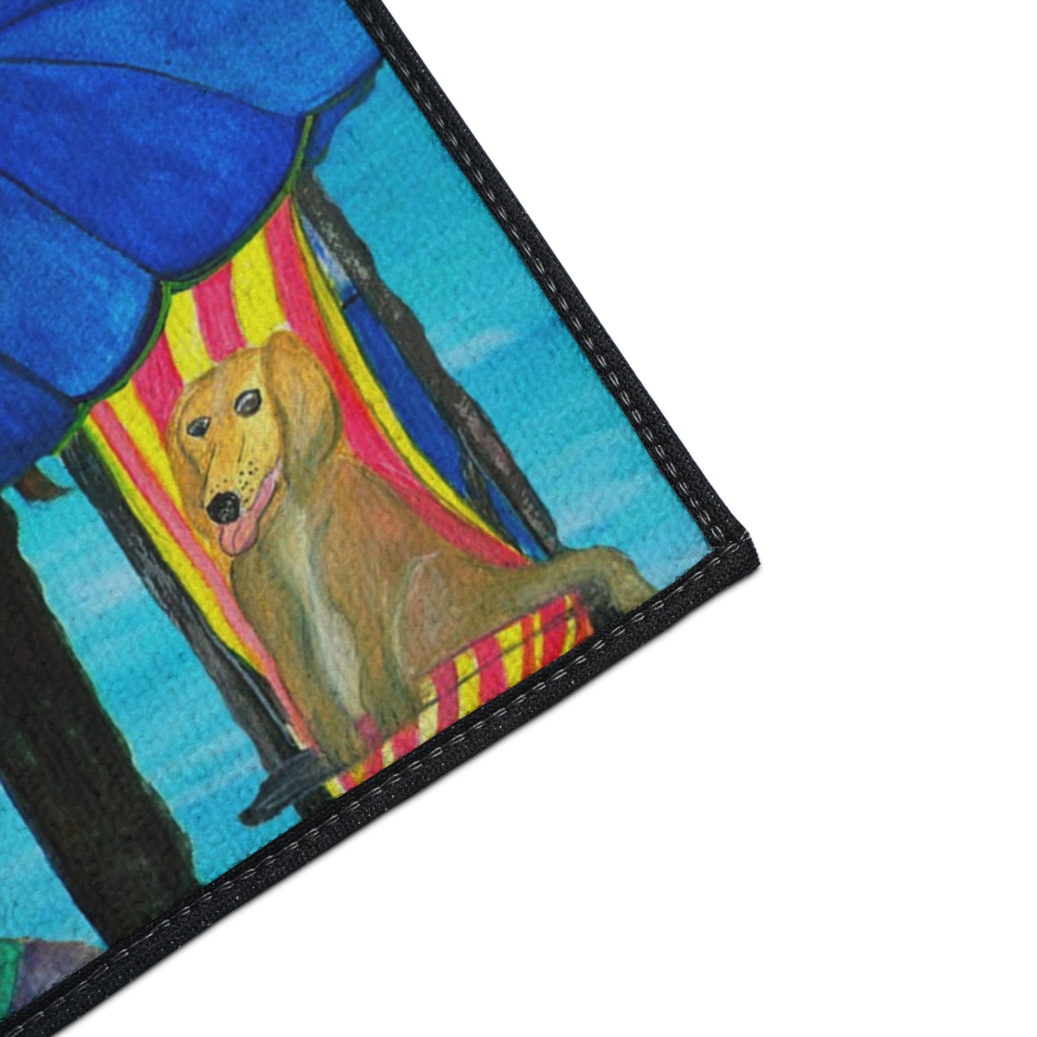 Beach Dogs Heavy Duty Floor Mat — Tropical Palm & Pup Doormat