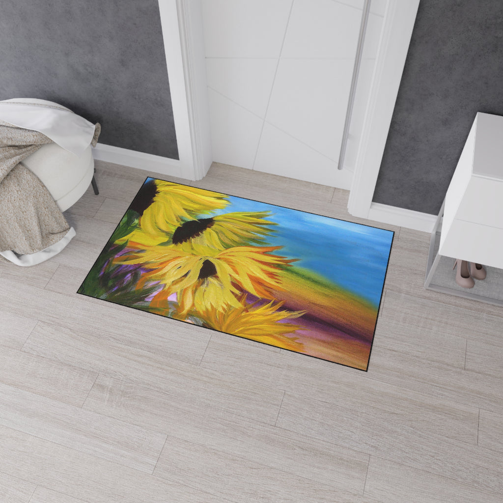 Sunflower Field Heavy-Duty Floor Mat — Vibrant Outdoor/Indoor Welcome Rug