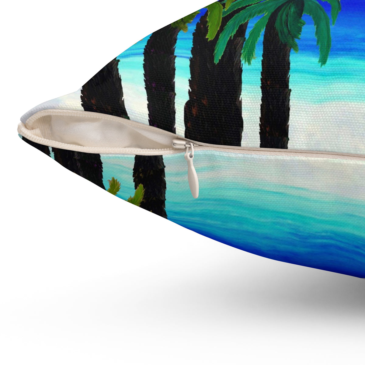 Tropical Sunset Palm Pillow — Beach Sunset Decorative Throw Pillow