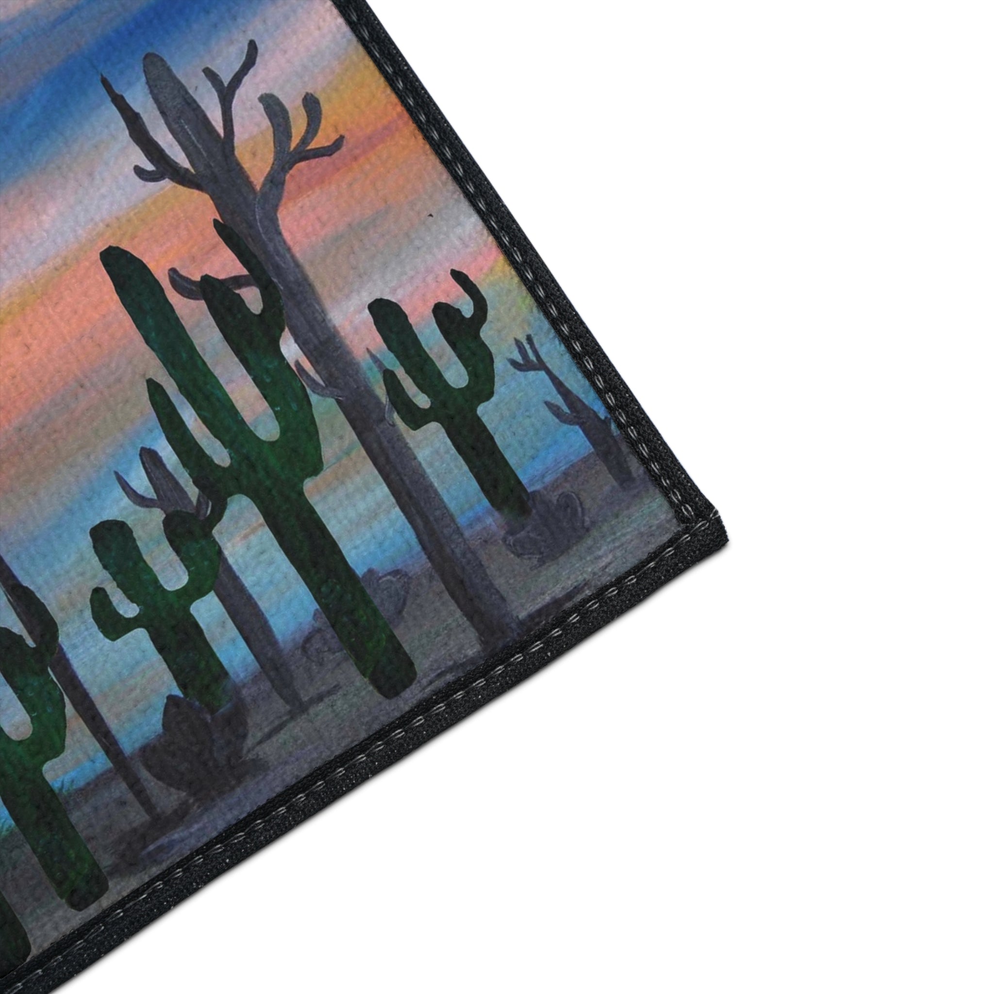 Desert Sunset Cactus Floor Mat — Heavy Duty Welcome Rug