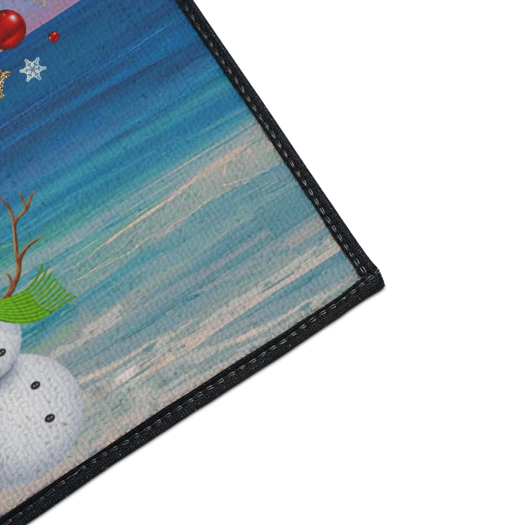 Christmas Snowmen Beach Heavy Duty Floor Mat - Merry Christmas Holiday Doormat