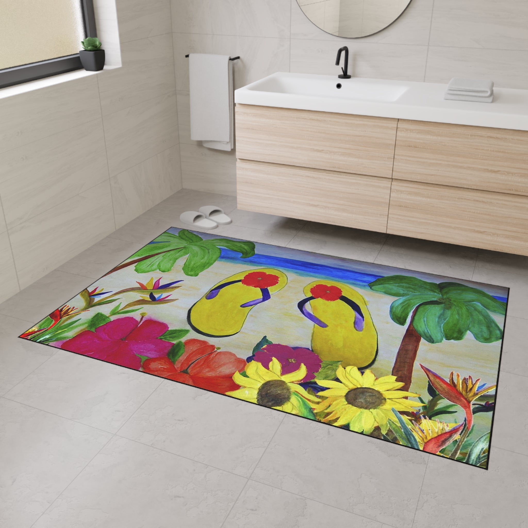 Tropical Flip Flop Doormat – Heavy Duty Beach Floor Mat