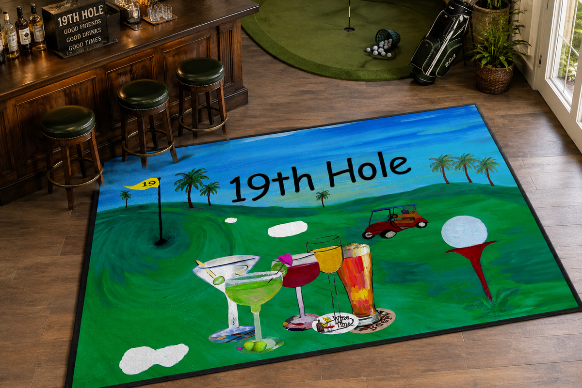 19th Hole Golf Bar Floor Mat — Heavy Duty Welcome Doormat for Golfers