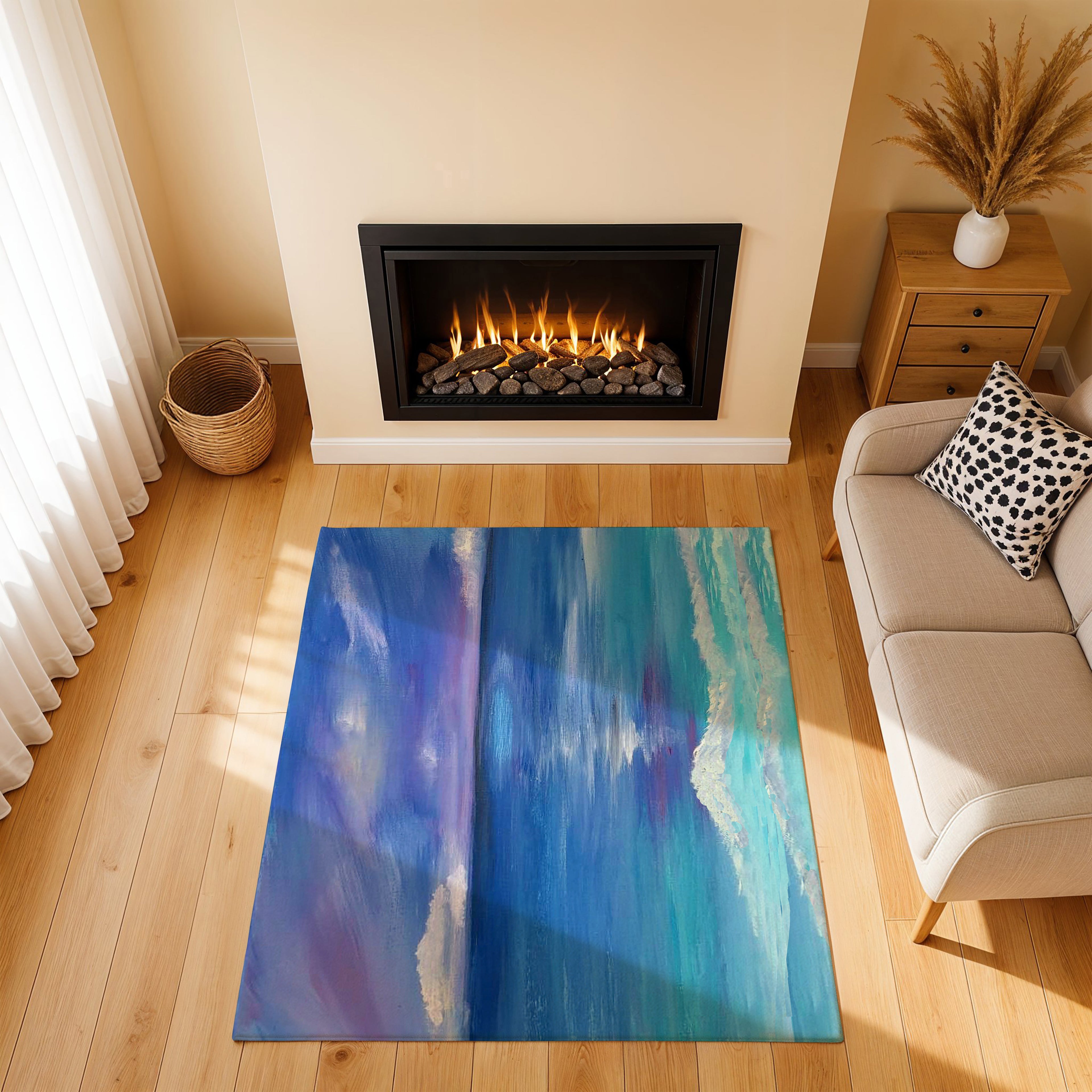 Coastal Serenity Ocean Waves Area Rug