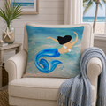 Mermaid Beach Pillow — Blue Tail Ocean Throw Pillow