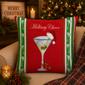 Holiday Cheer Martini Pillow — Christmas Cocktail Decorative Pillow