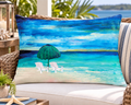 Beachside Retreat Lumbar Pillow — Tropical Ocean Print