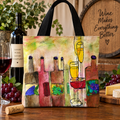 Wine & Glasses Artistic Tote Bag — Colorful Vineyard Watercolor All-Over Print