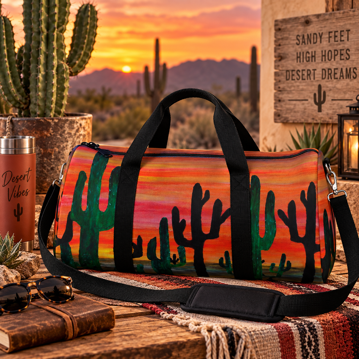 Cactus Sunset Duffel Bag — Southwestern Travel & Gym Bag