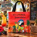 It's 5 O'Clock Somewhere Parrot Tote Bag — Tropical Cocktail Beach Shopper
