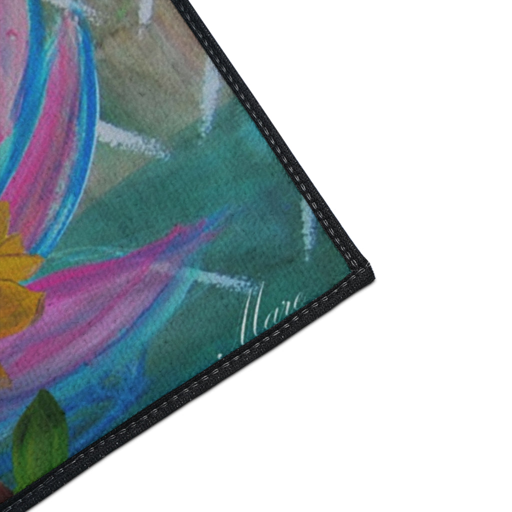 Floral Garden Heavy Duty Floor Mat — Colorful Sunflowers & Poppies Doormat