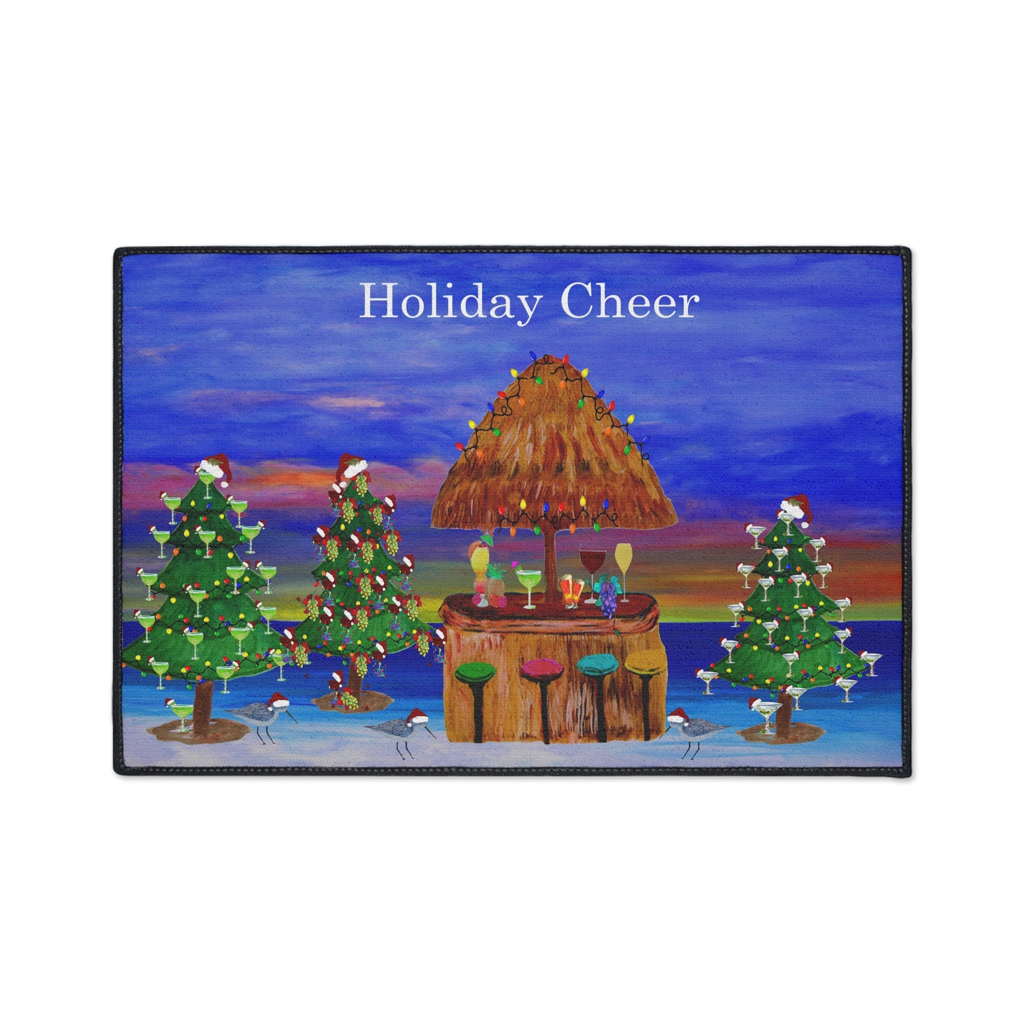Holiday Cheer Heavy Duty Floor Mat — Tiki Bar Beach Christmas Doormat