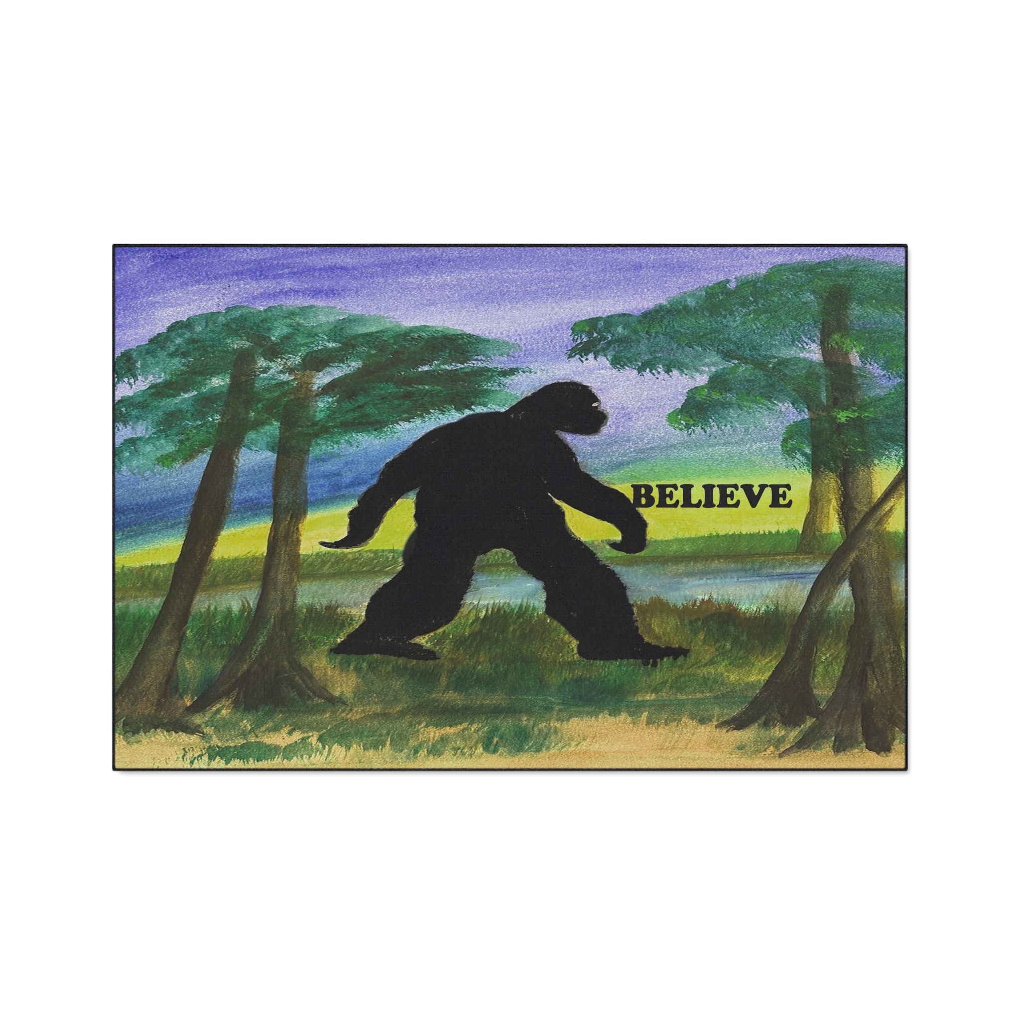 Believe Sasquatch Floor Mat - Bigfoot Forest Welcome Doormat