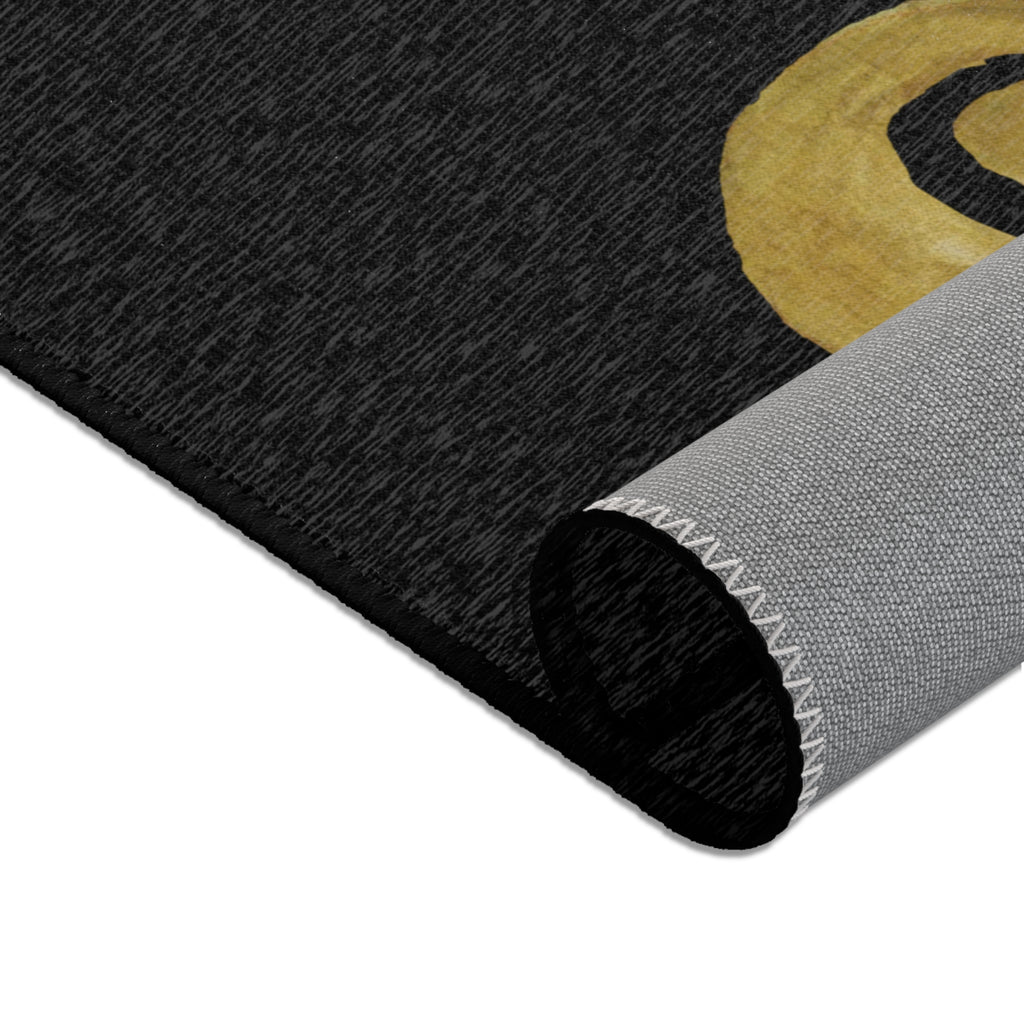 Fleur-de-Lis Black Runner Rug - Gold French Scroll Area Rug