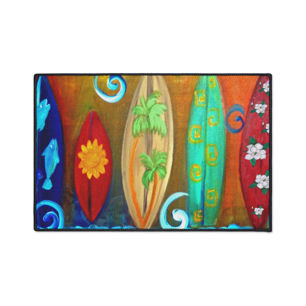 Surfboard Beach Floor Mat — Heavy Duty Tropical Welcome Mat
