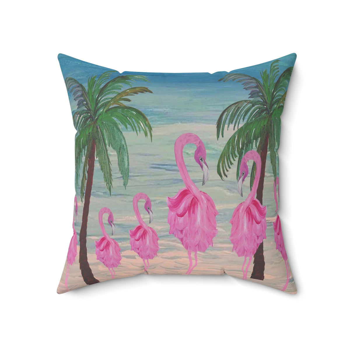 Tropical Flamingo Pillow - Pink Flamingo Beach Decorative Throw Pillow