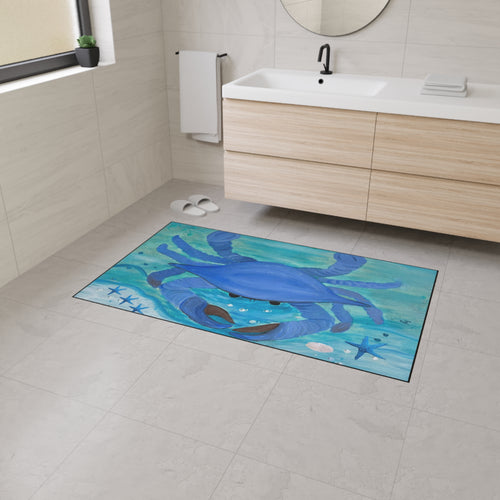 Blue Crab Beach Floor Mat – Coastal Ocean Decor Doormat