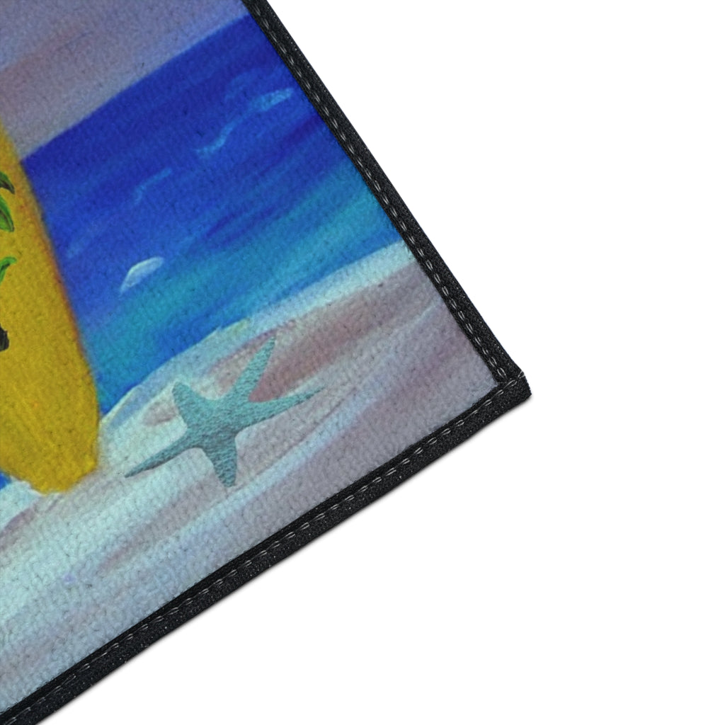 Tropical Surfboard Beach Mat — Heavy Duty Floor Mat with Colorful Surf Art
