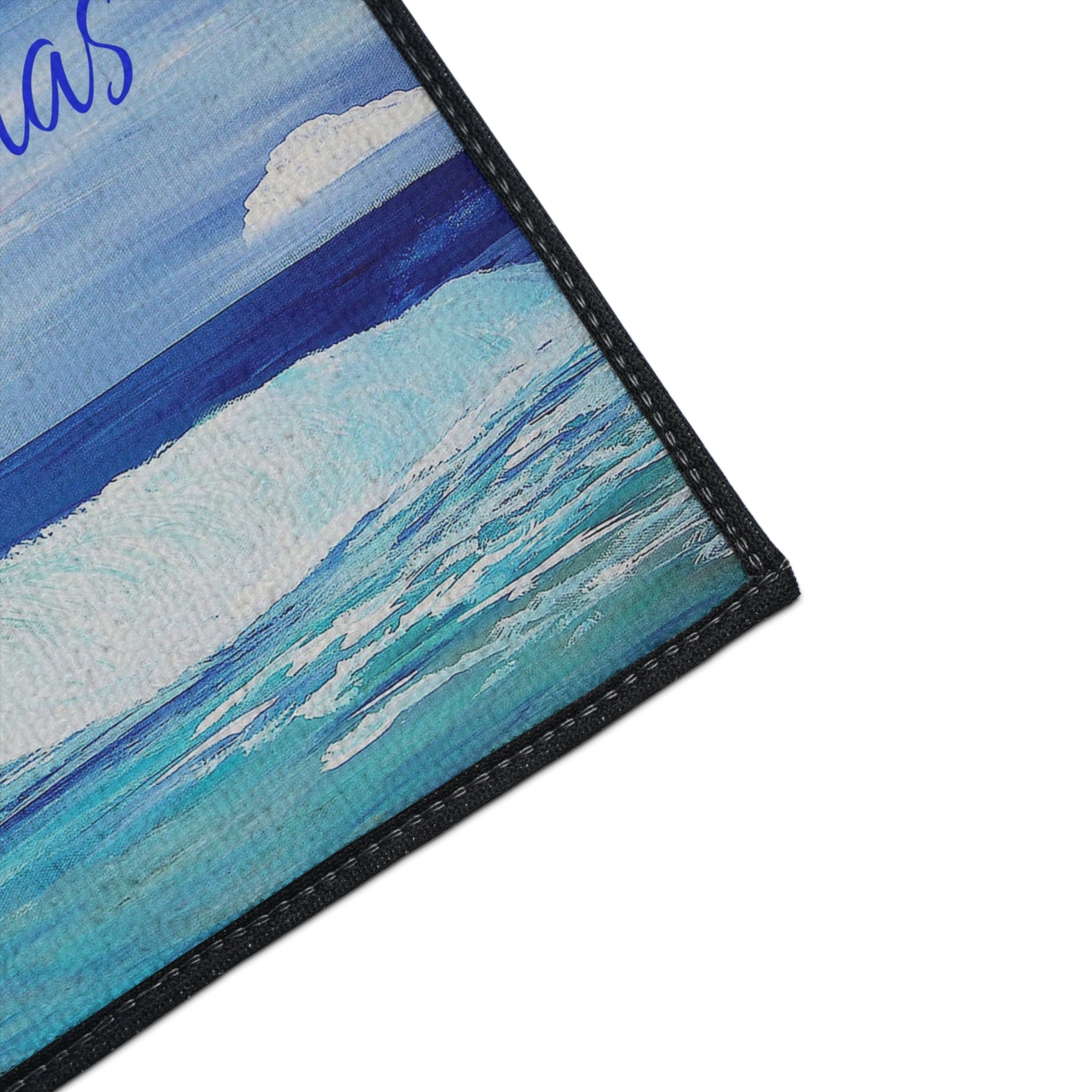 Coastal Christmas Floor Mat — Beach Palm Trees Holiday Doormat